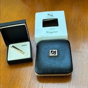 SWANK Black and Gold Key Holder and tie clip